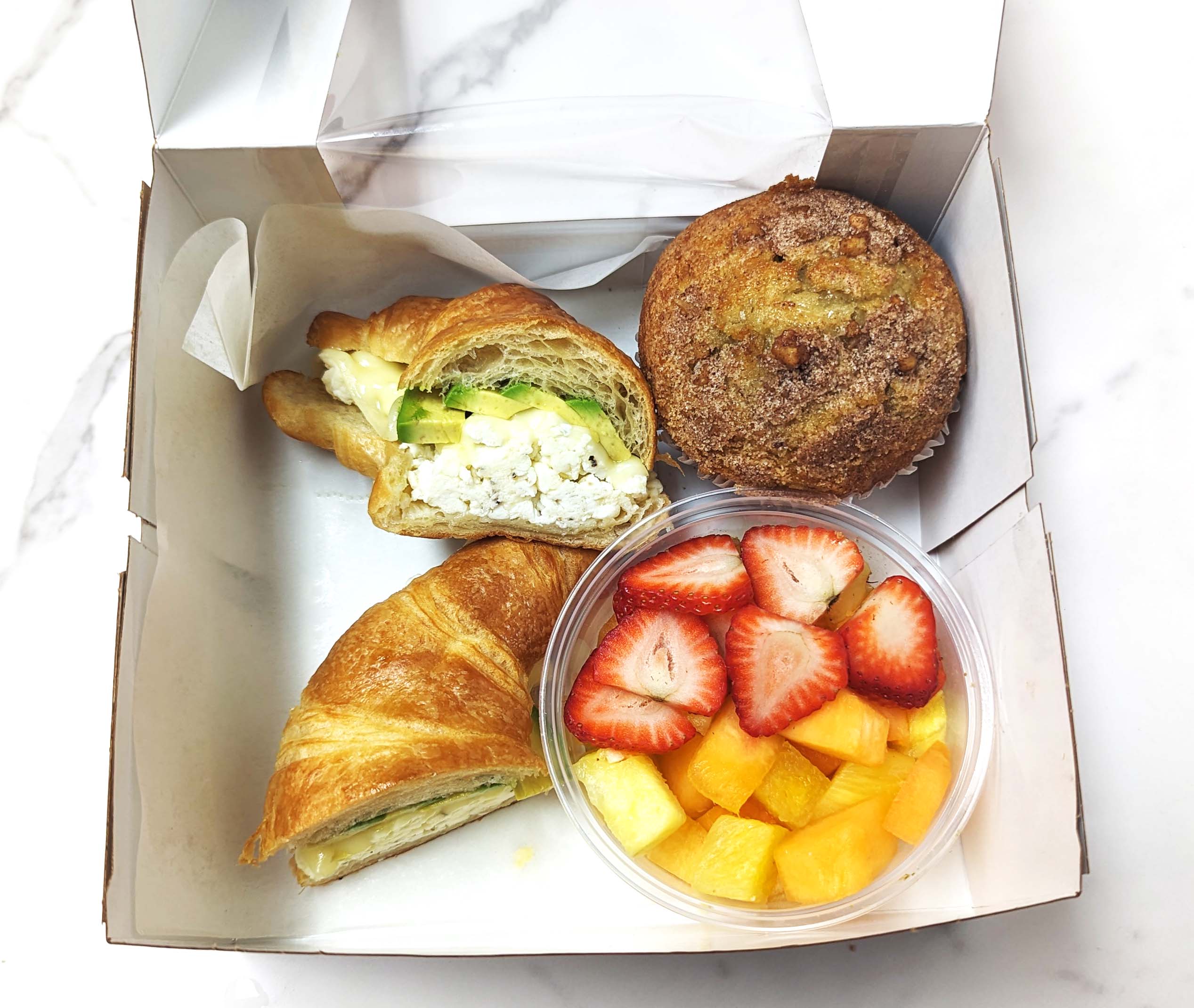 Egg White, Mozzarella, and Avocado Croissant Sandwich Box